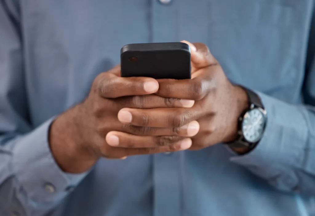 Completing an online health intake on a phone